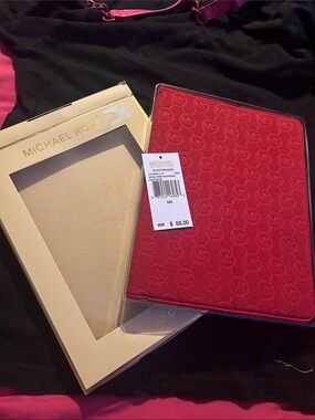 Michael Kors Red Embossed MK Logo Tablet Cover